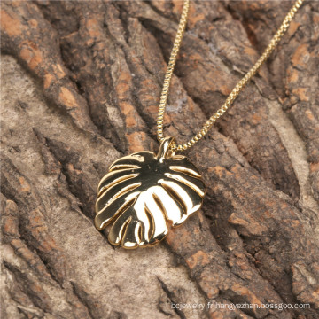 Shangjie OEM Collier Hawaiian 18K Gold Collier Real Gold plaqued Monstera Leaf Pendant femme Hawaiian Jewelry Hawaiian